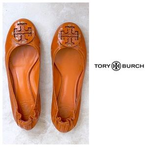 Tory Burch Orange Patent Leather Reva Ballet Flats (like Minnie) - size 6.5